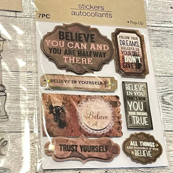 Crafter's Square Stickers Lot Of 4 - Home, Family Glitter Dimensional, Foil - Picture 4 of 8